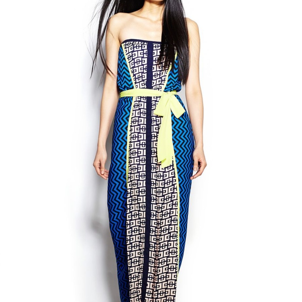 Strapless multicolored dress